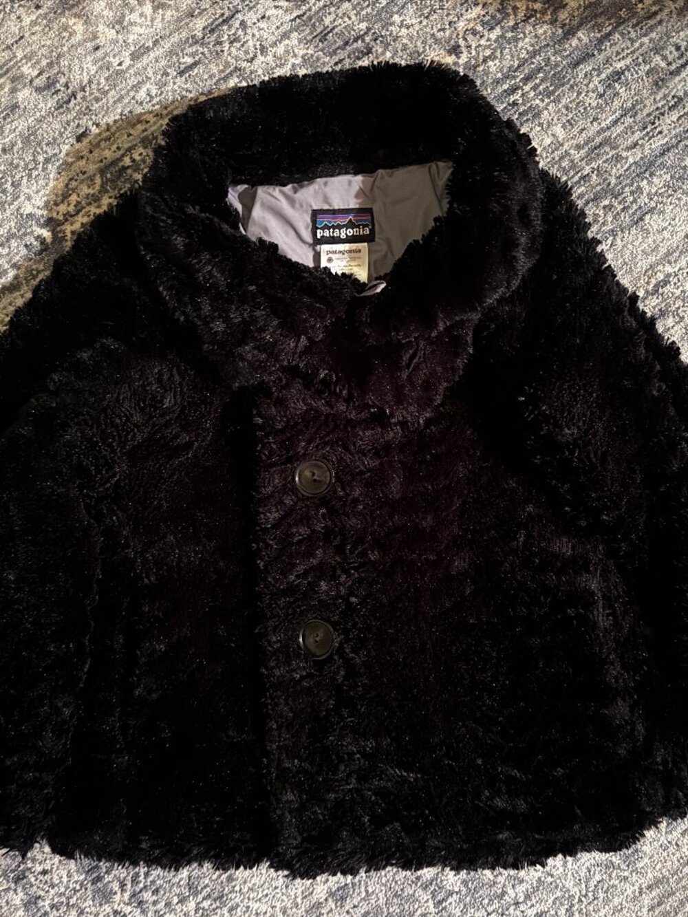 Size 8 Girl Patagonia Pelage Warm Black Ultra Soft Peacoat Style Jacket